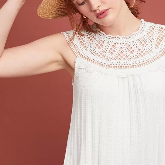 ❤️ ANTHROPOLOGIE MEADOW RUE SIERRA CROCHETED SLEEVELESS BOHO TOP, XS - Picture 2 of 11
